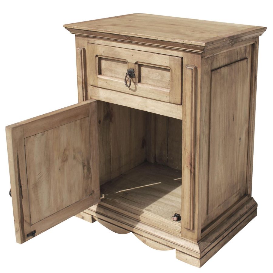 Mexican Rustic Pine Mansion Nightstand (Door opens Left)