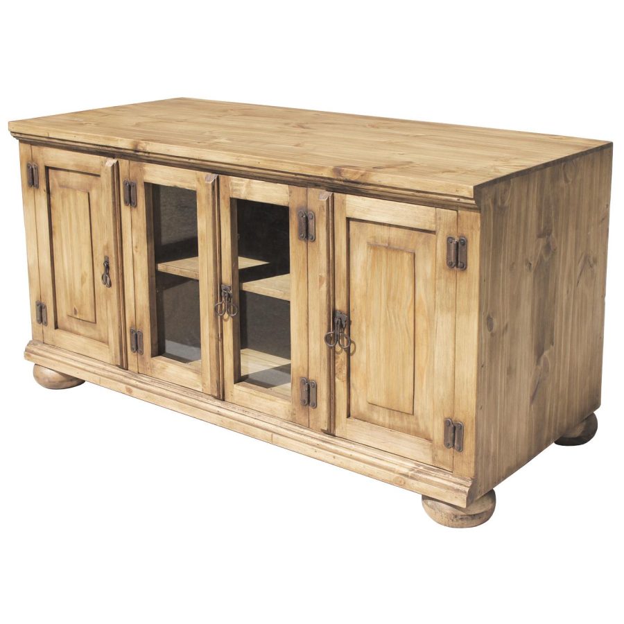 Mexican Rustic Pine Maria 48 TV Stand with Bun Feet