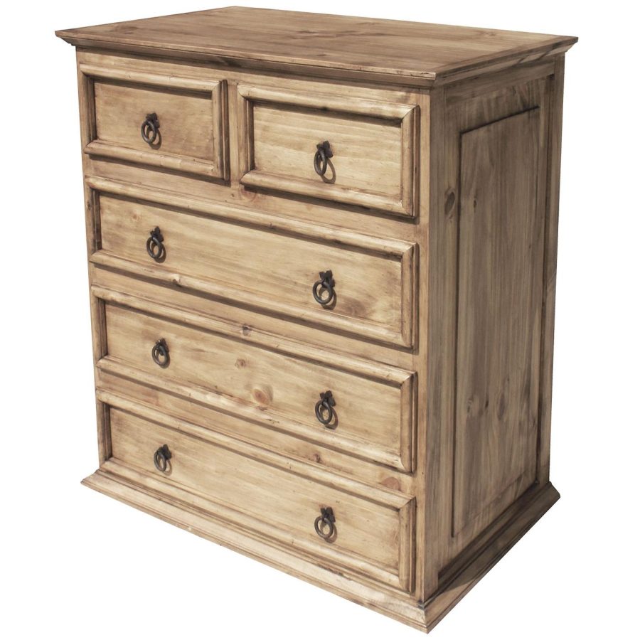 Mexican Rustic Pine Short 5-Drawer Dresser