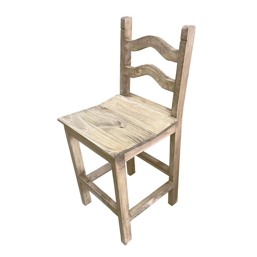 Mexican Rustic Pine Short Colonial Bar Stool