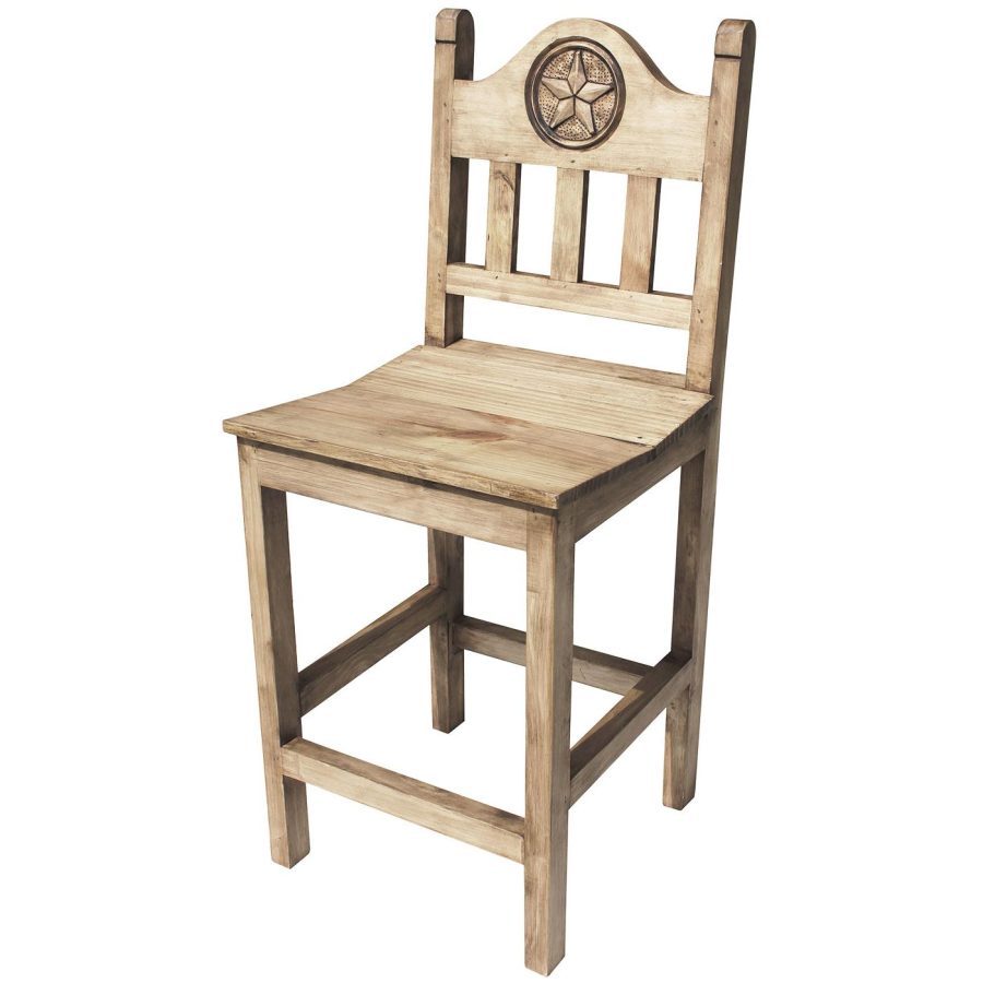 Mexican Rustic Pine Short Lone Star Bar Stool