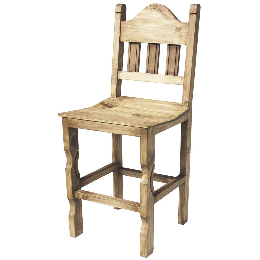 Mexican Rustic Pine Short Pueblo Bar Stool