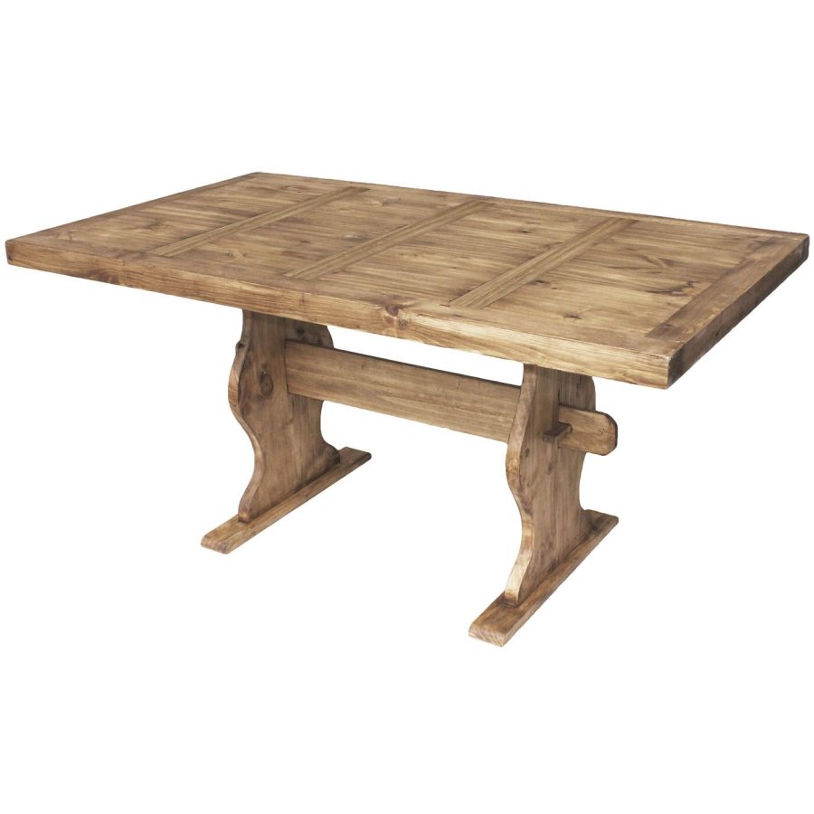 Mexican Rustic Pine Small Trestle Dining Table