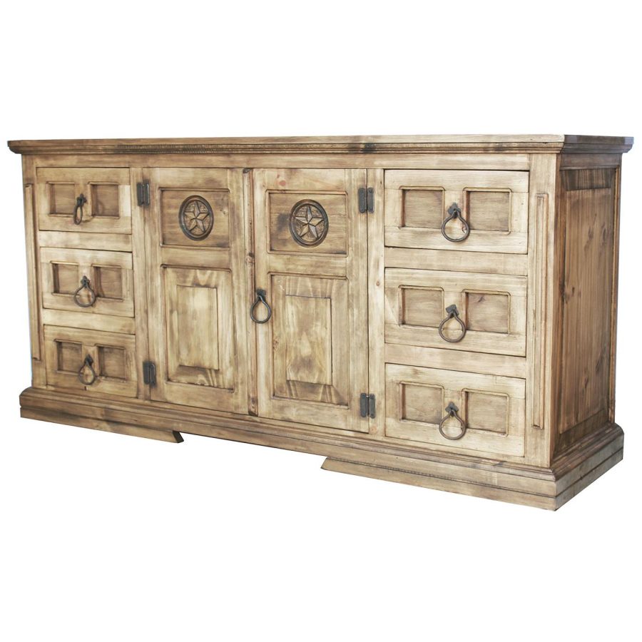 Mexican Rustic Pine Wide Mansion Star Dresser