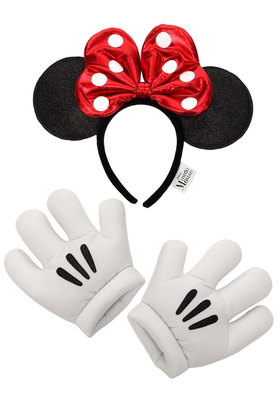 Minnie Mouse Glitter Headband & Gloves Set