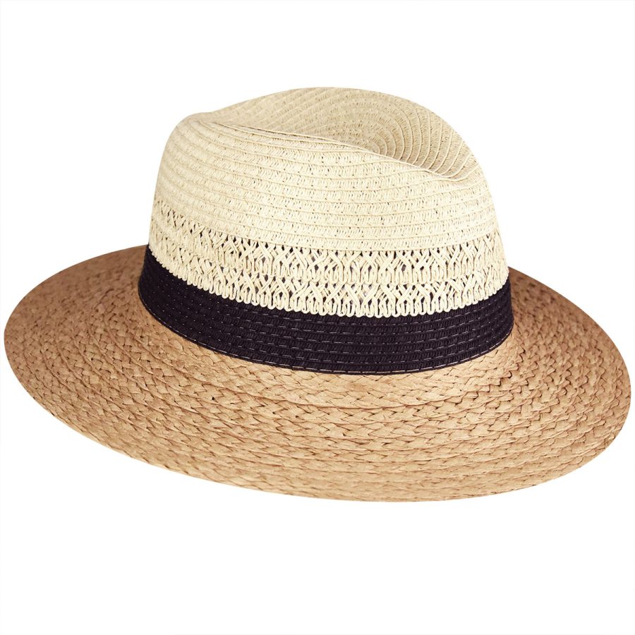 Mixed Straw Braided Fedora - Black/1SFM