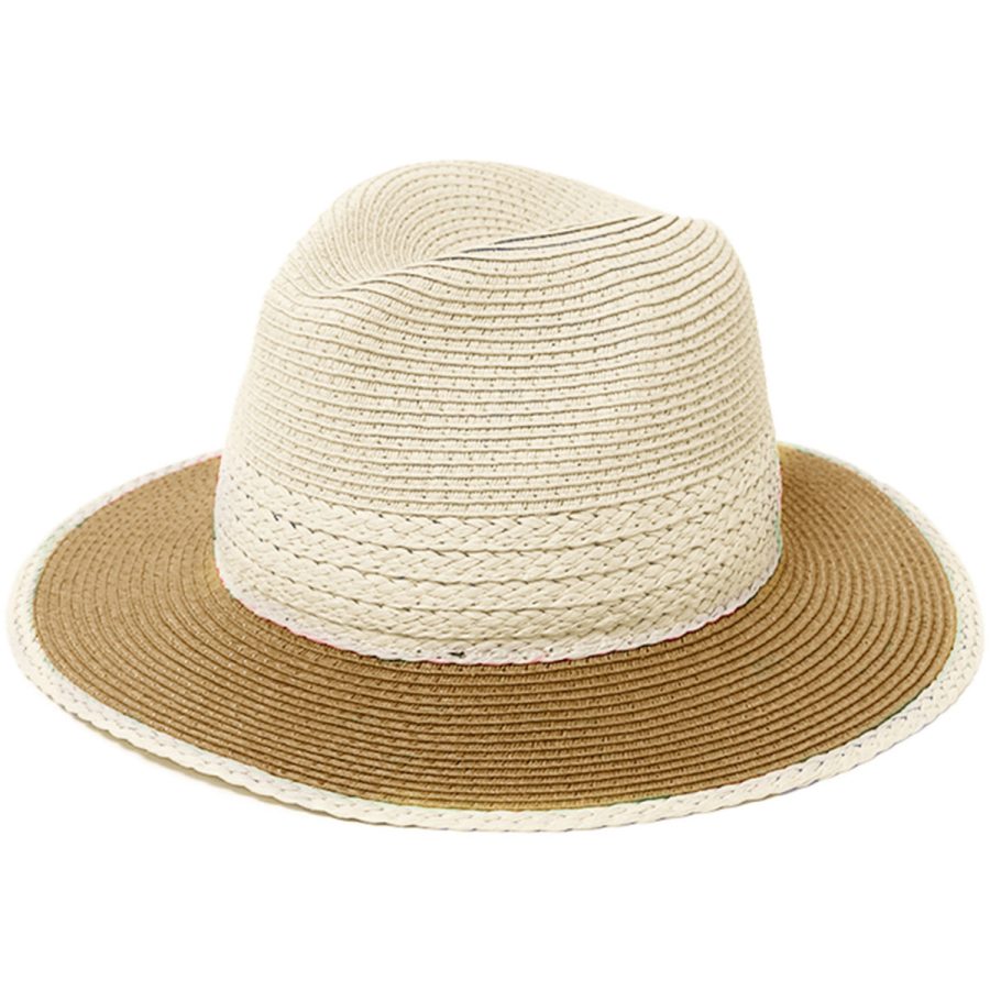 Mixed Straw Fedora - Light Brown/1SFM