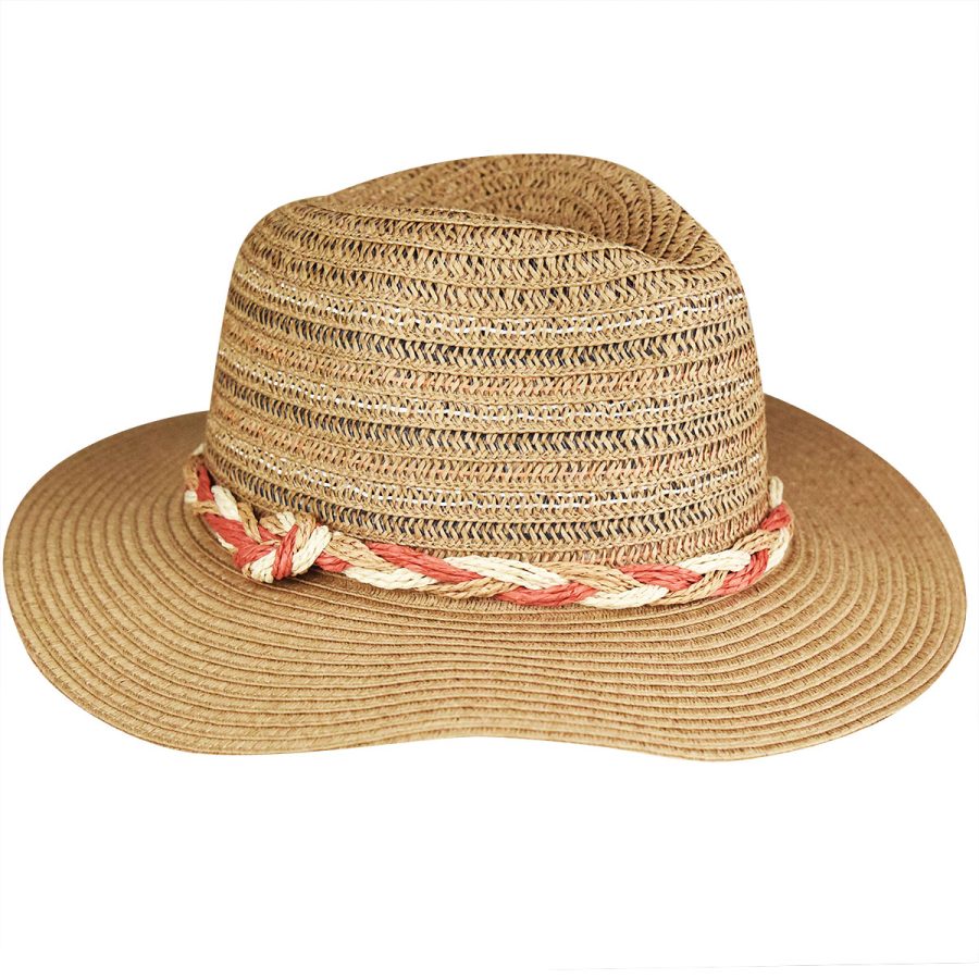 Multi Braided Straw Fedora - Light Brown/1SFM