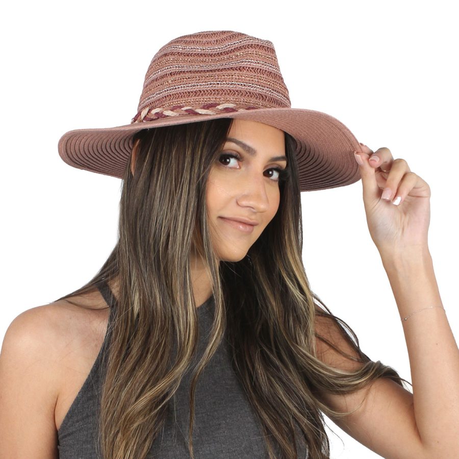 Multi Braided Straw Fedora - Mauve/1SFM