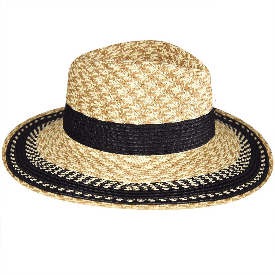 Multi Marled Straw Fedora - Black/1SFM