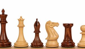 New Exclusive Staunton Chess Set with Golden Rosewood & Boxwood Pieces - 3 King