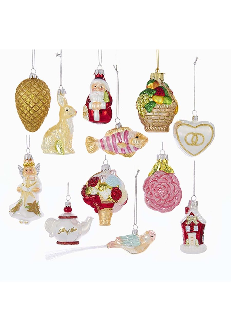 Noble Gems Glass Wedding 12 Piece Ornament Set