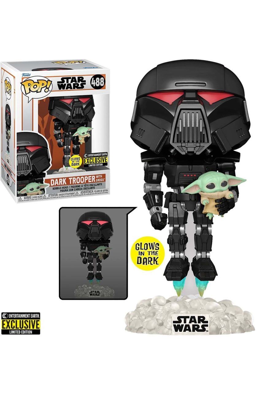 POP! Star Wars: The Mandalorian Dark Trooper with Grogu