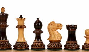 Parker Staunton Chess Set in Burnt Boxwood & Boxwood - 3.75 King