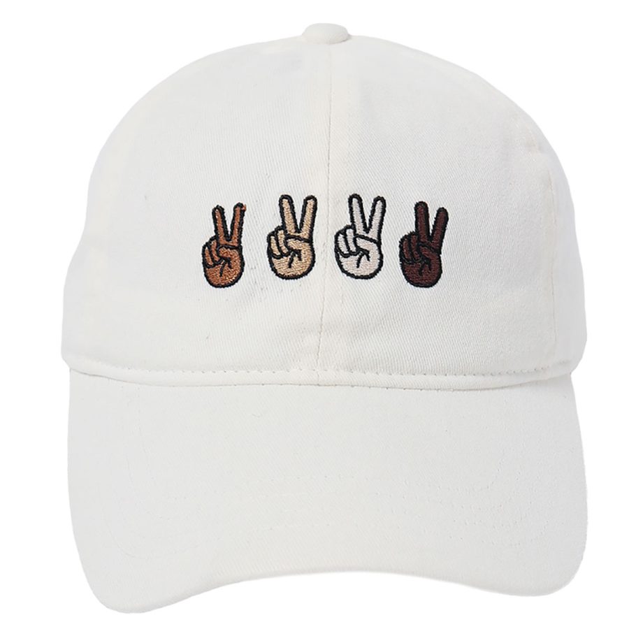 Peace Sign Ponyflo Baseball Cap - White/1SFM