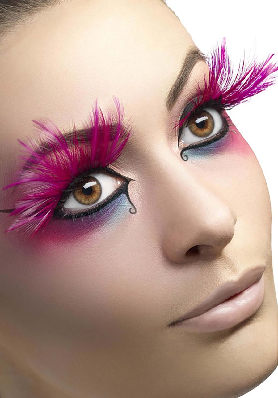 Pink Feather Eyelashes with Glue