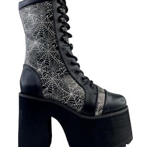 Platform Spiderweb Raven Commando Boots