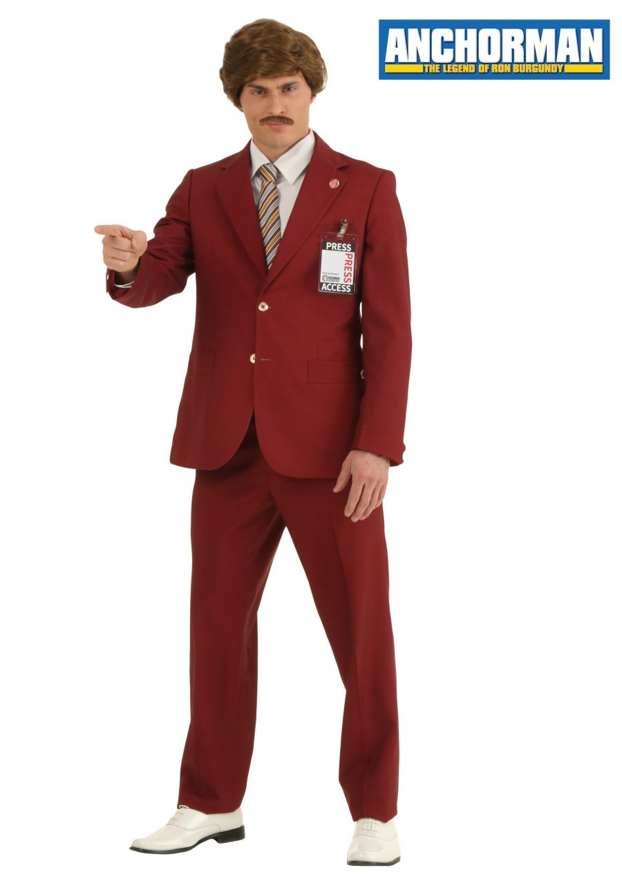 Plus Size Authentic Ron Burgundy Suit Men's Costume