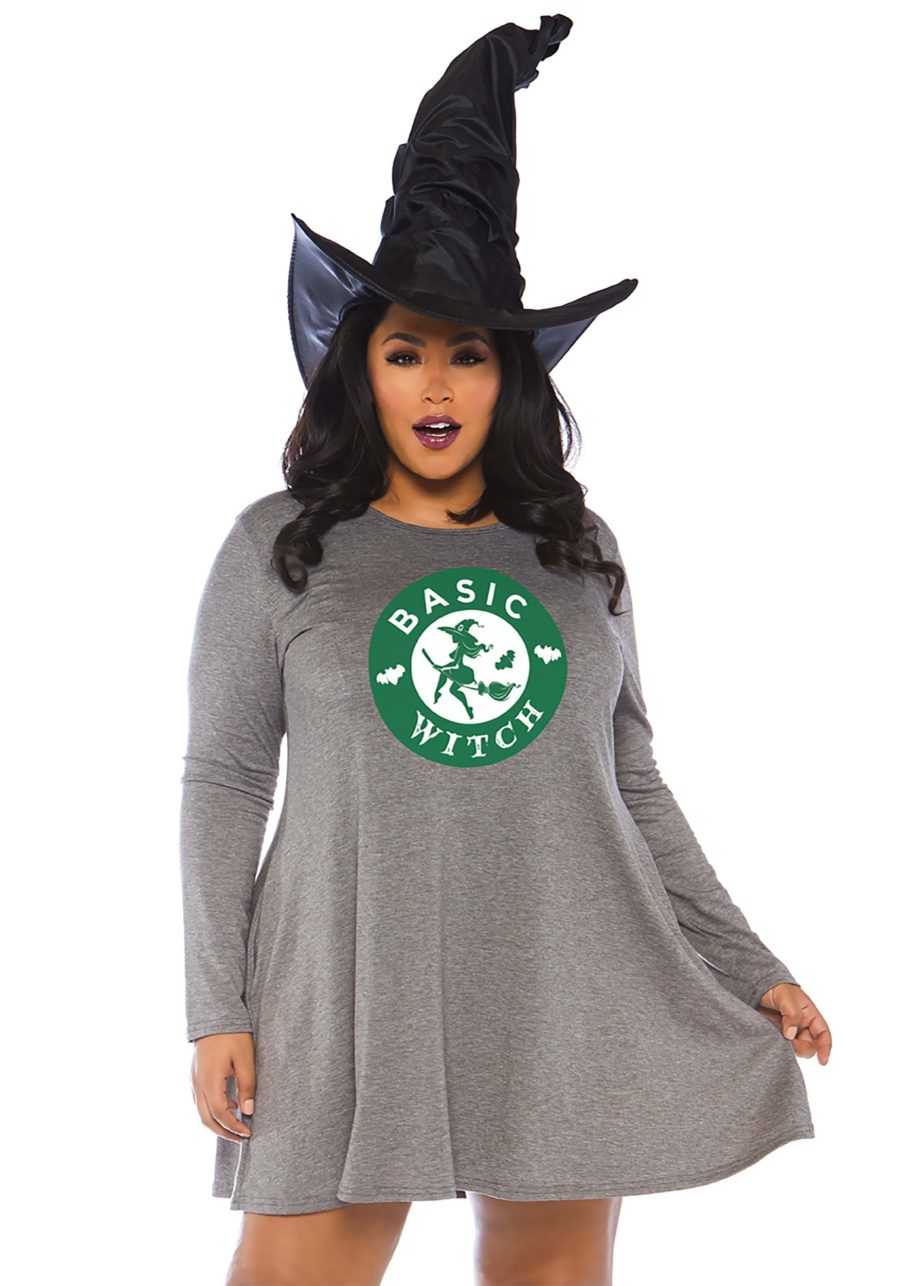 Plus Size Basic Witch Jersey Dress Costume for Women