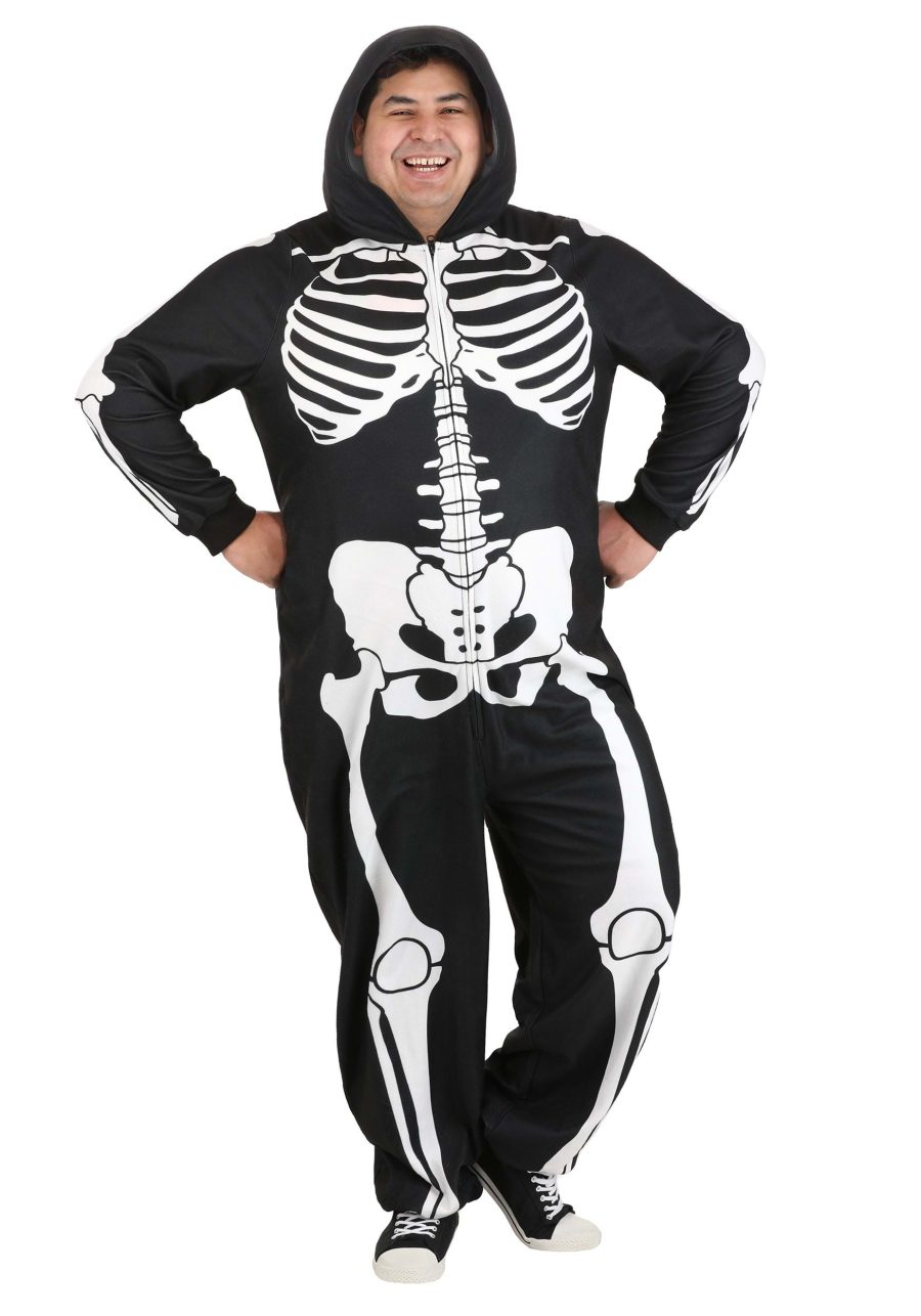 Plus Size Cozy Skeleton Onesie Costume for Adults