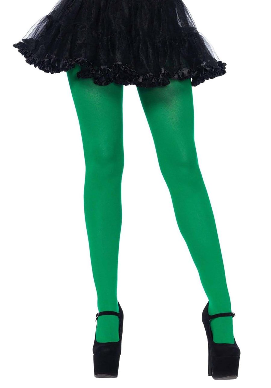 Plus Size Green Spandex Opaque Women's Tights