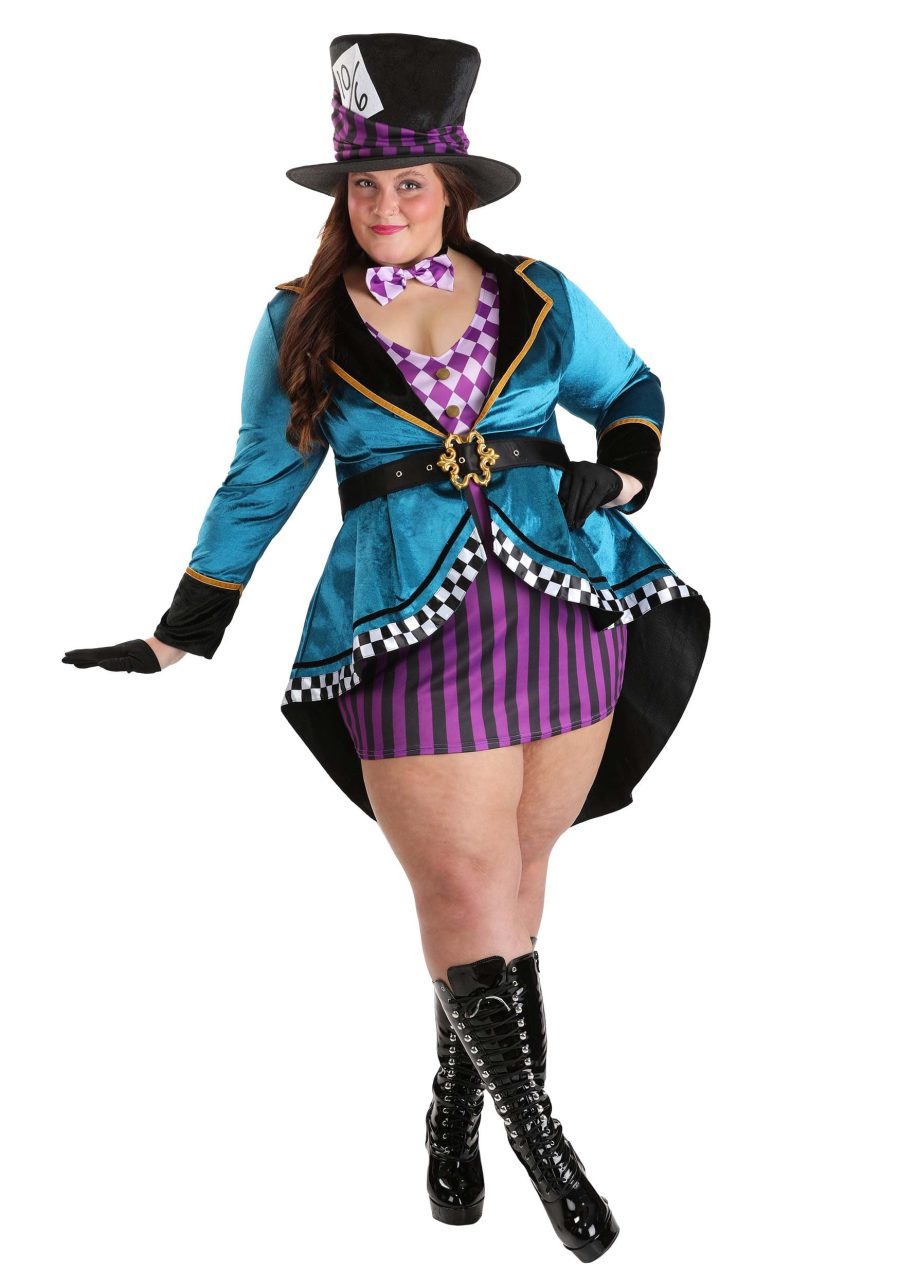 Plus Size Purple Panache Mad Hatter Costume for Women