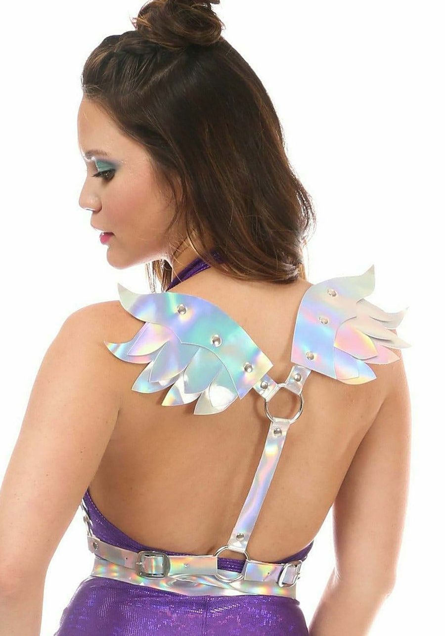 Plus Size Silver Holo Body Harness w/Wings