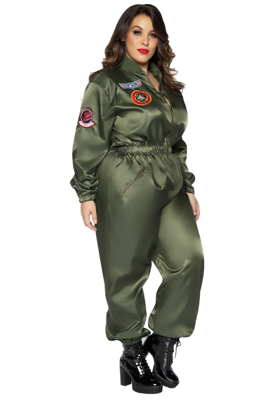 Plus Size Top Gun Adult's Flight Suit Costume