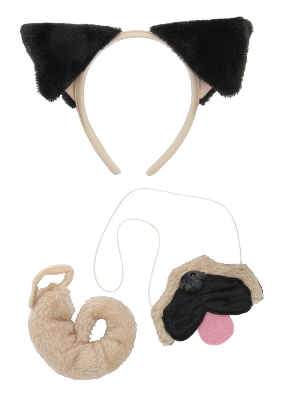 Pug Dog Ears Headband Nose and Tail Kit