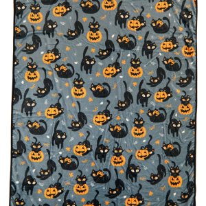 Quirky Black Kitty Cozy Throw Blanket