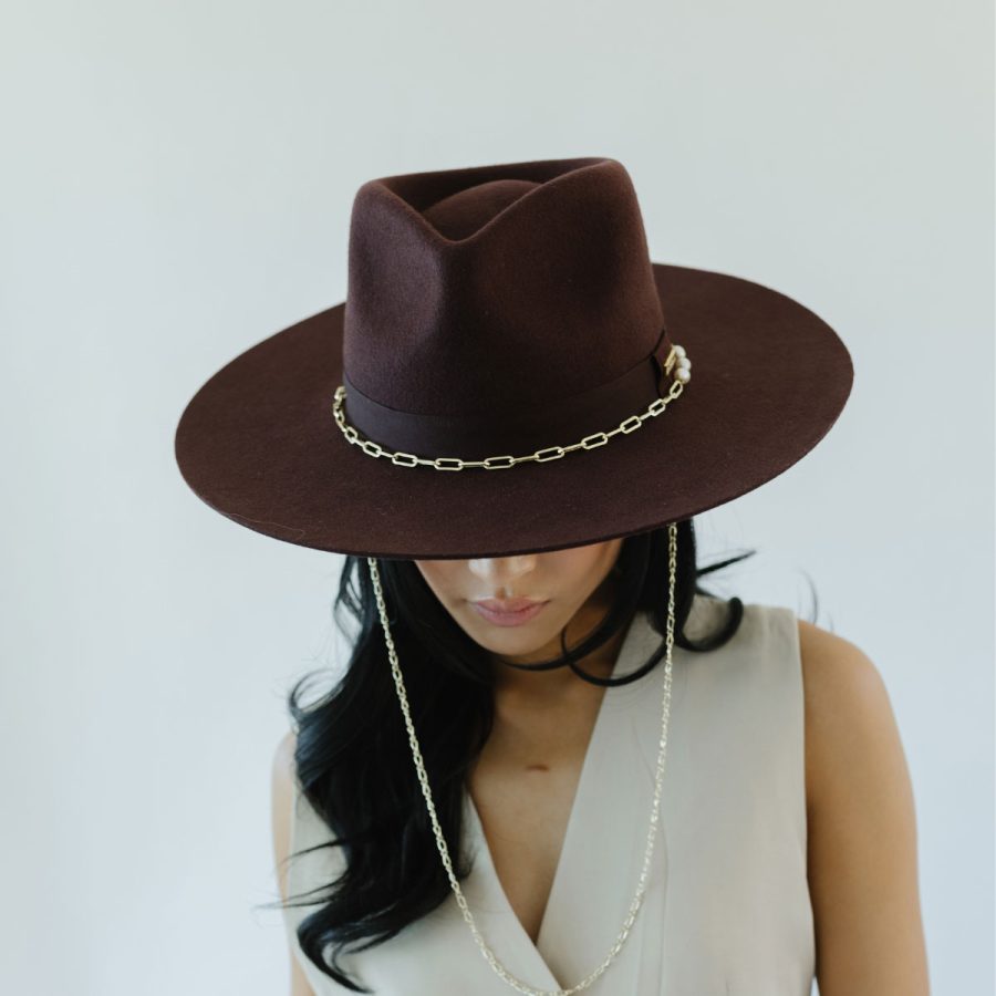 Raine Wide Brim Fedora - Dark Cherry / S/M