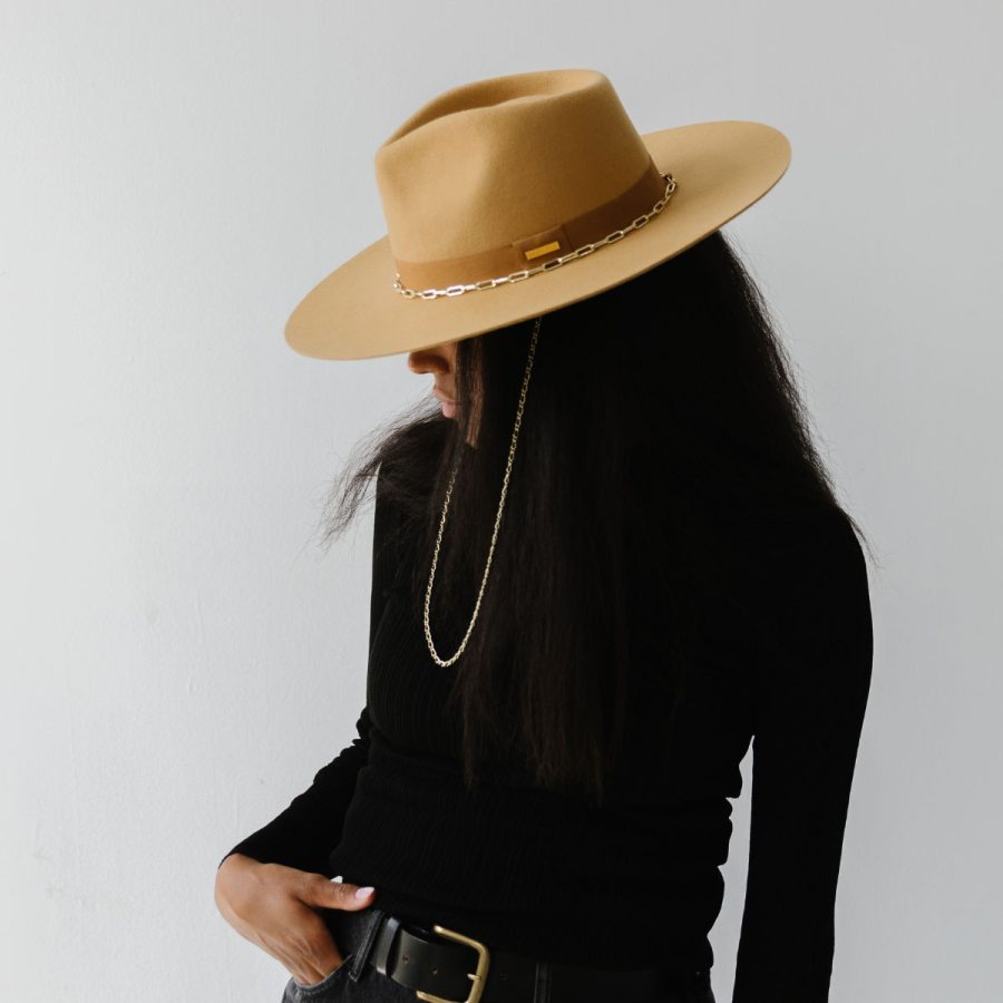 Raine Wide Brim Fedora - Honeycomb / S/M