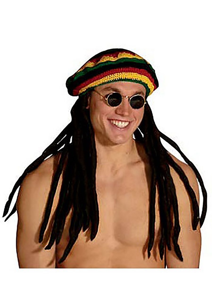 Reggae Costume Hat with Dreadlocks for Men