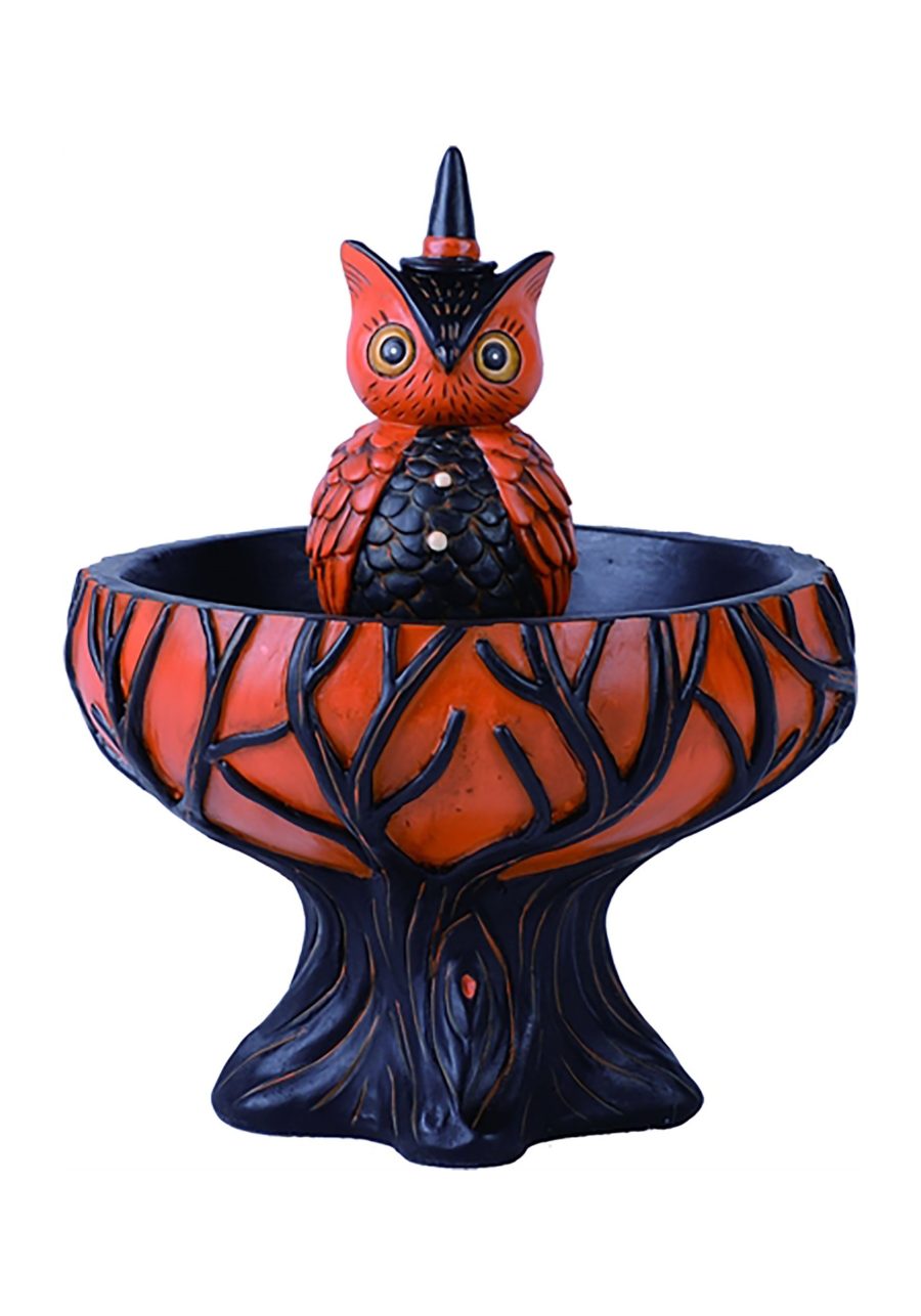 Resin Tree Owl Treat Stand Decor