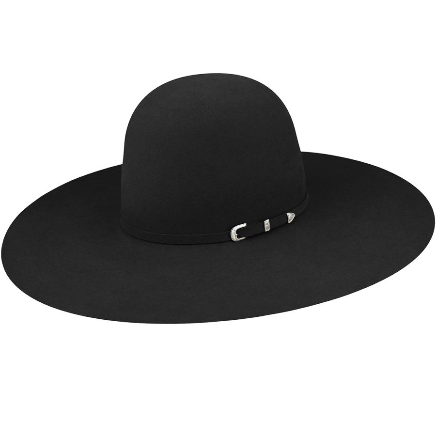 Rig 5X Open Crown Cowboy Western Hat - Black/ 6 3/4