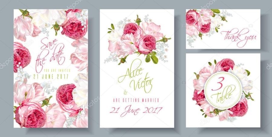 Rose wedding invitation