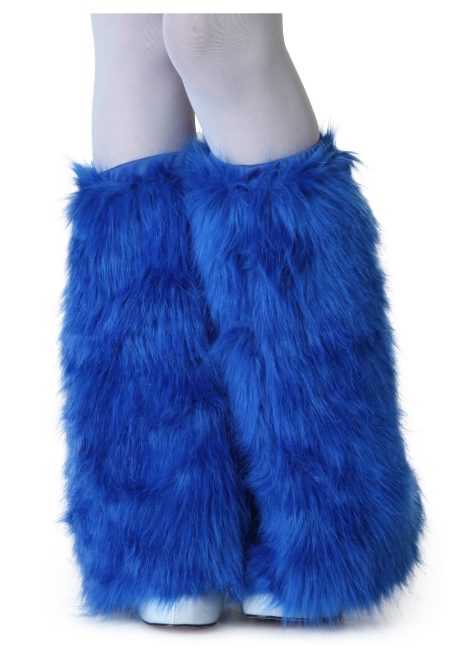 Royal Blue Adult Furry Boot Covers