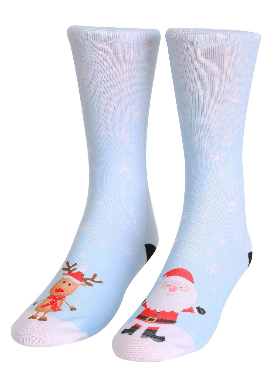 Santa and Rudolph Adult Crew Socks