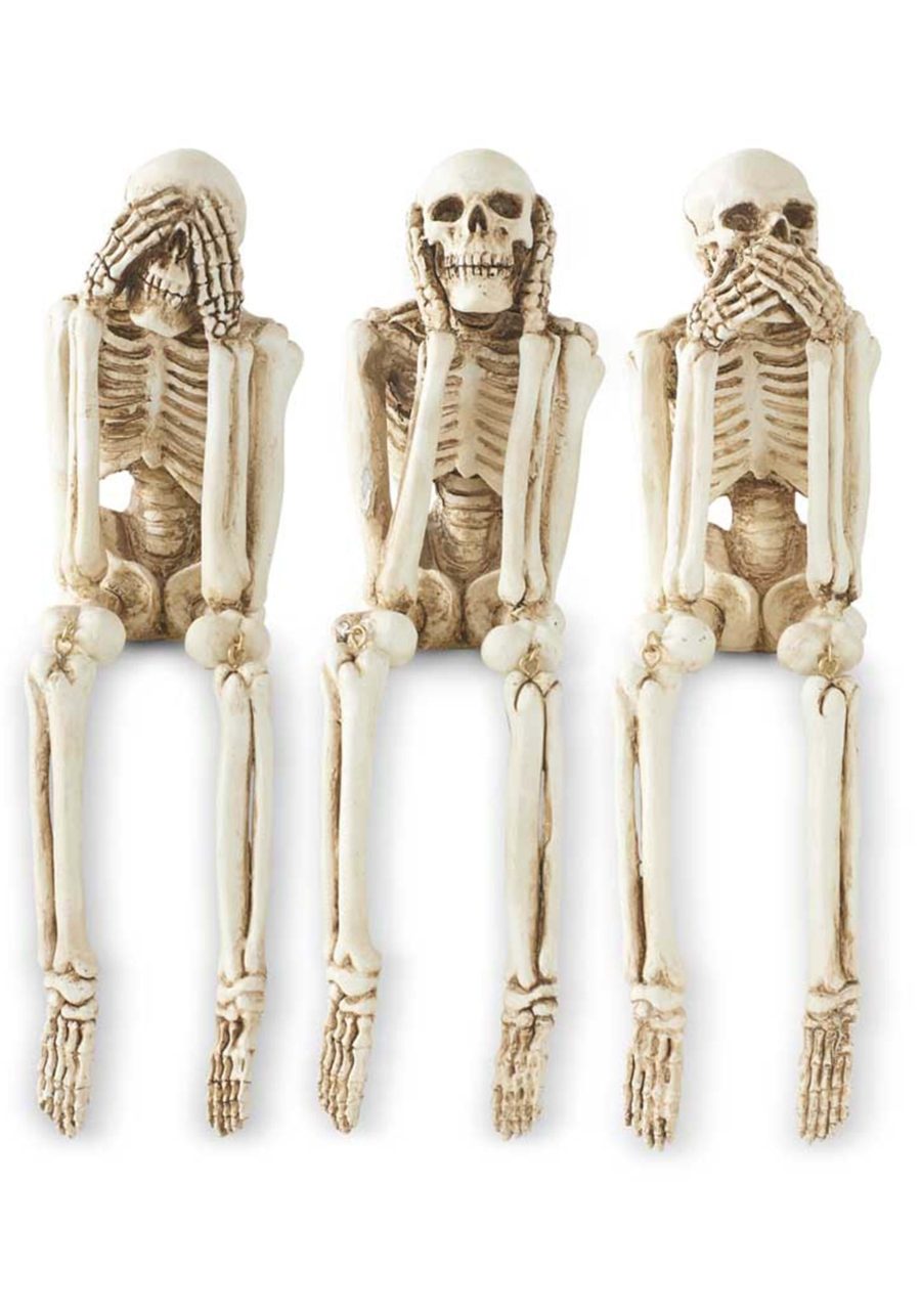 Set of 3 See No Evil, Hear No Evil, Speak No Evil Skeletons