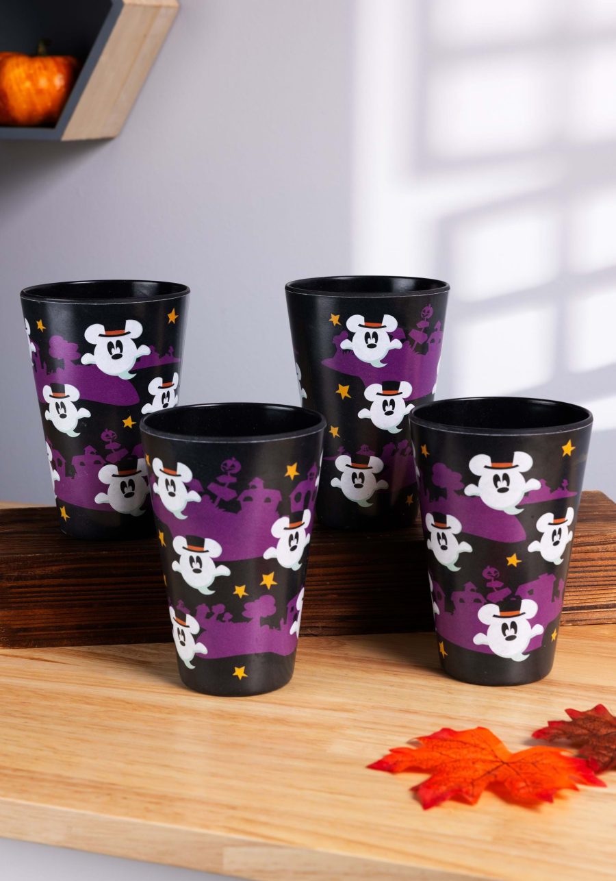 Set of 4 Disney Mickey Ghost Black Bamboo Tumblers