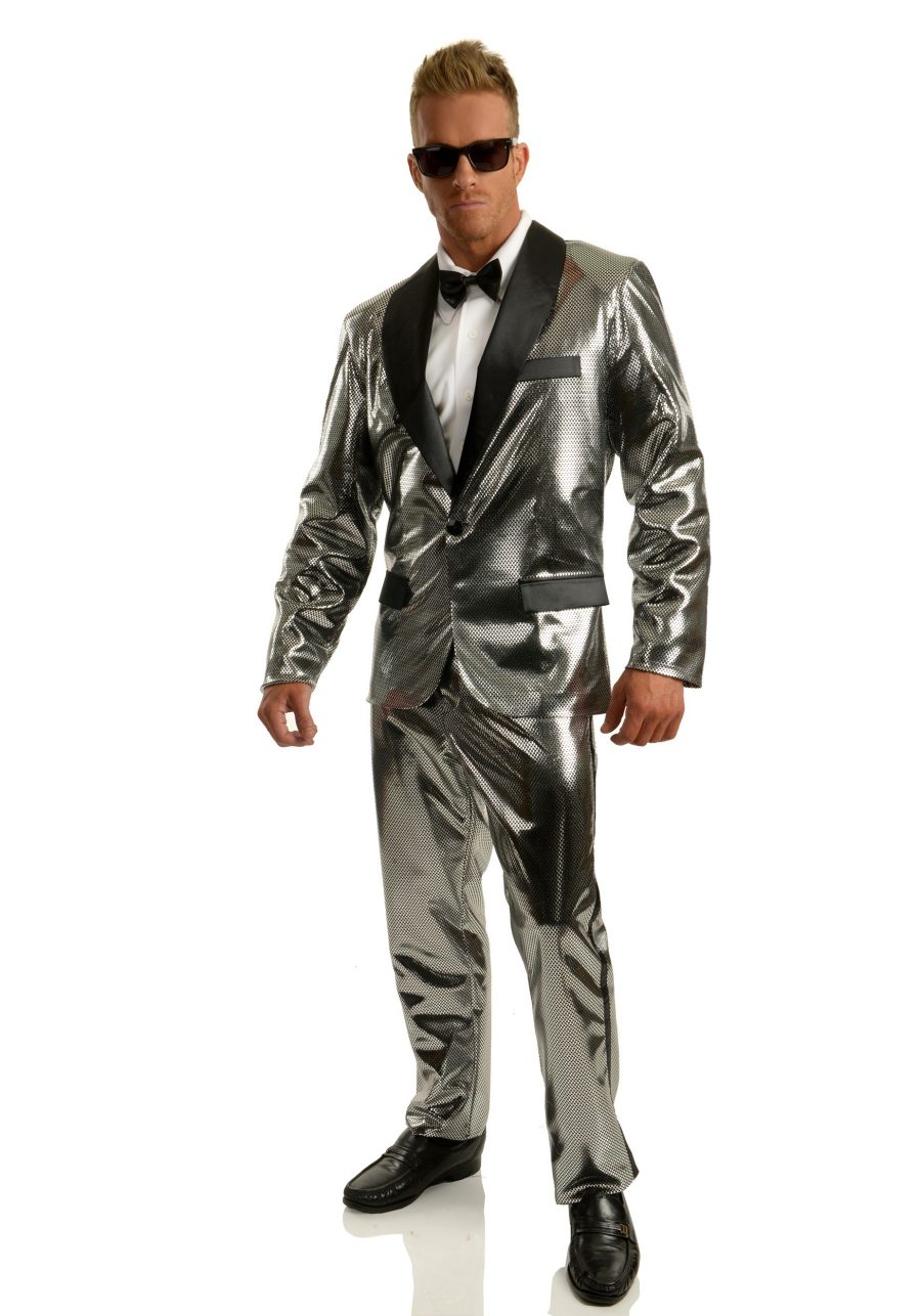 Silver Disco Ball Tuxedo Costume for Men