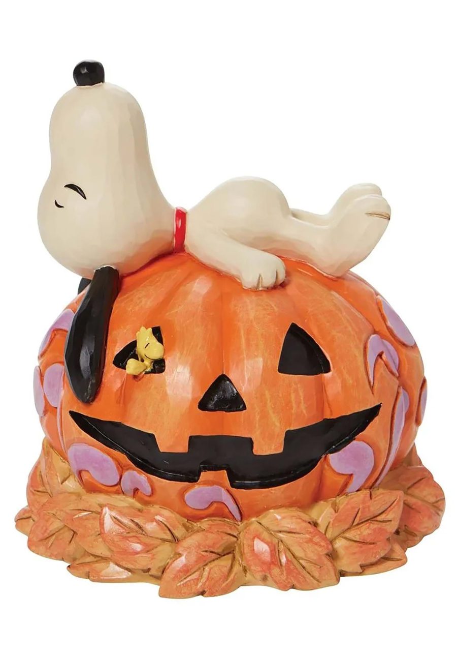 Snoopy Laying on Top of Carved Pumpkin Jim Shore Statue