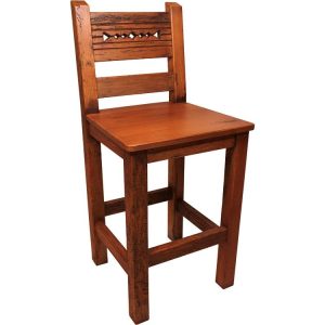 Southwestern Rustic Short Taos Bar Stool with Red/Black Under Finish
