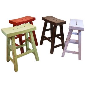 Southwestern Rustic Tall Taos Saddle Stool with Natural Brown Finish