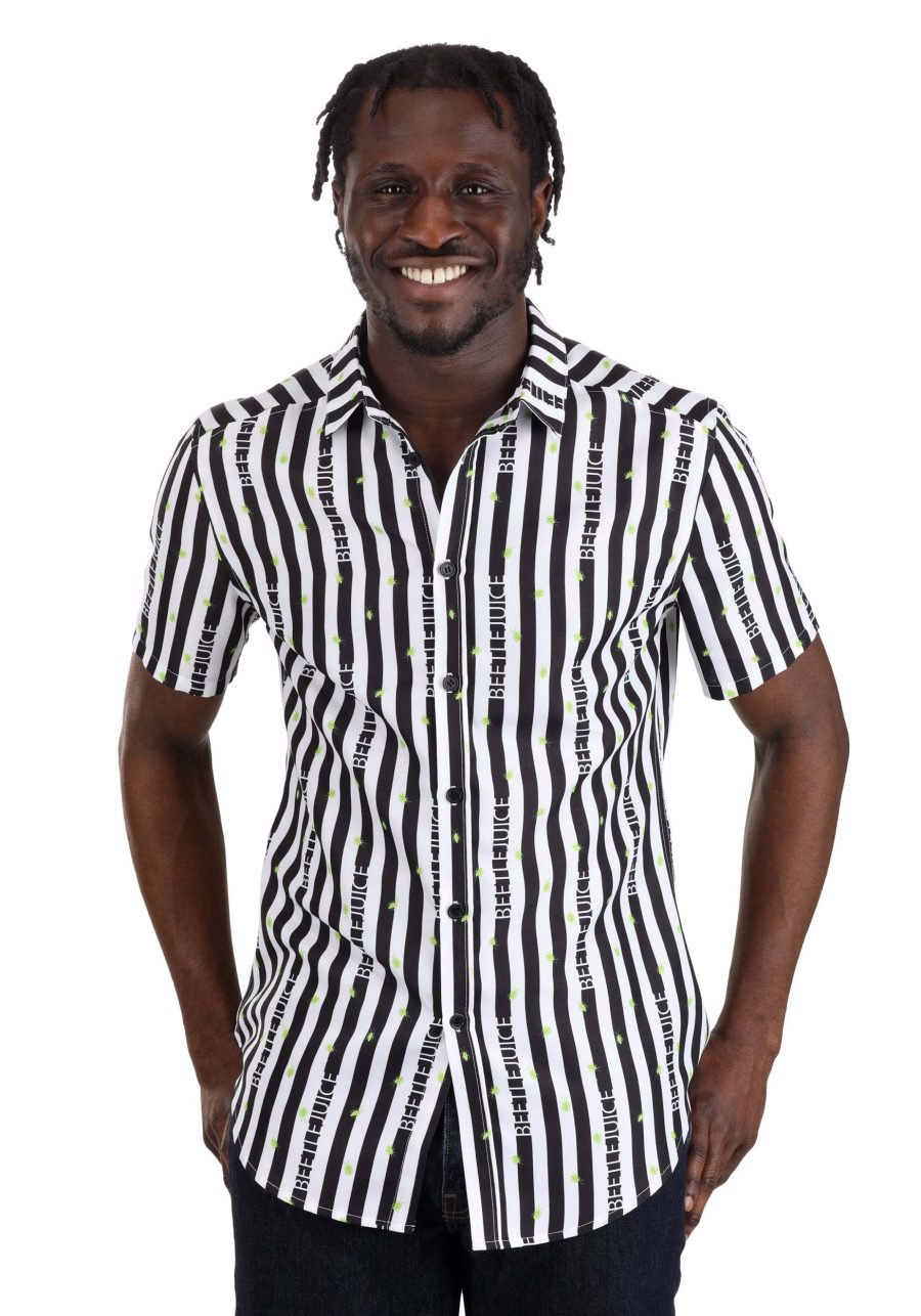 Striped Logo Beetlejuice Adult Shirt