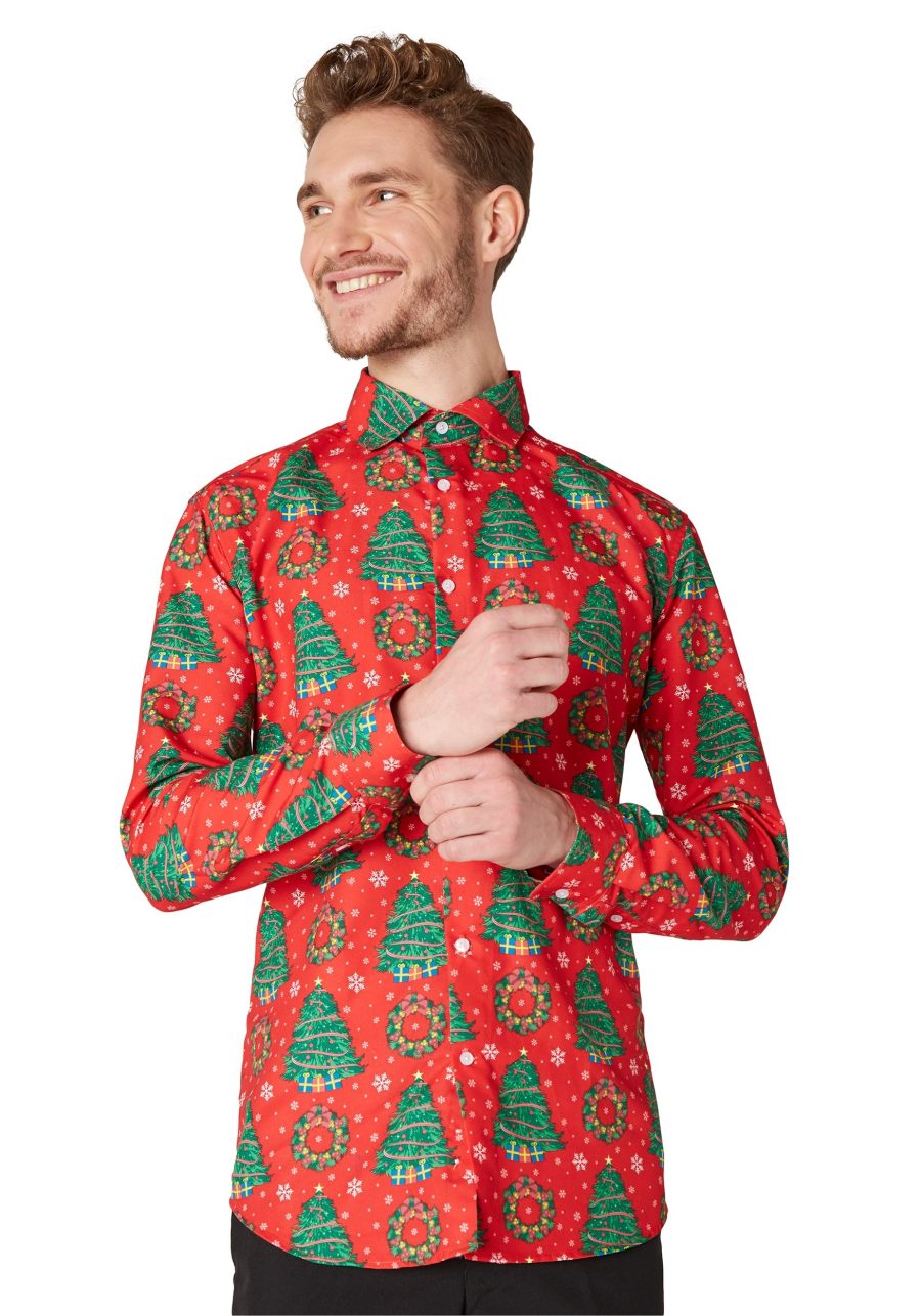 Suitmeister Christmas Trees Red Shirt for Men