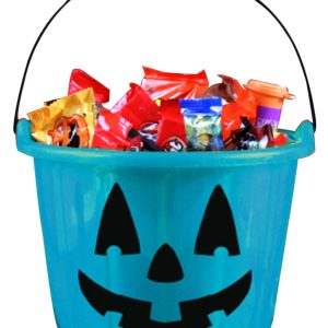 Teal Trick and Treat Pumpkin Bucket