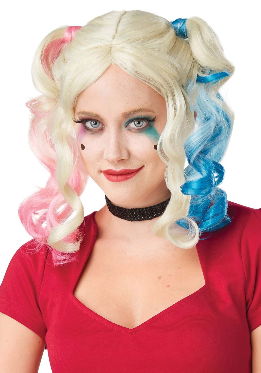 Two Tone Harlequin Pigtail Costume Wig for Women