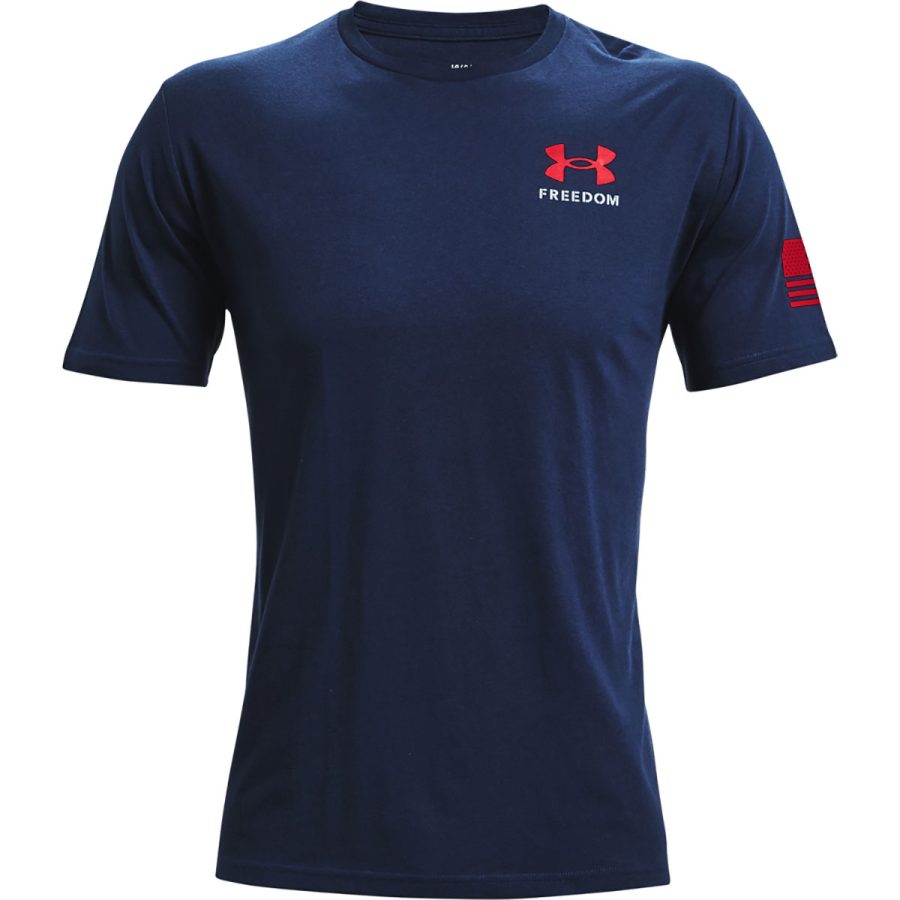 UA Men's Freedom Banner Tee - Academy/Red/Steel/L