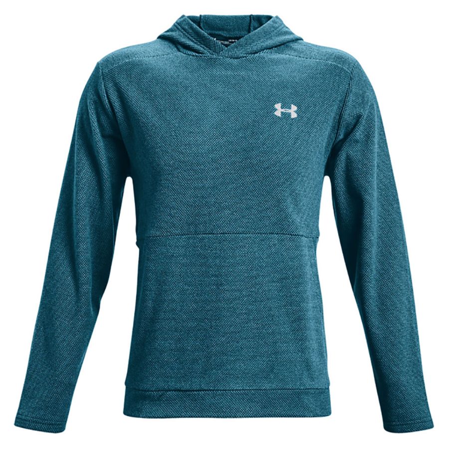 UA Men's OffGrid Fleece Hoodie - Blue Flannel Lght Hthr/Blue Flannel Lght/Hthr Halo Grey/S